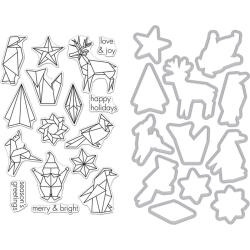 201647 Hero Arts Clear Stamp & Die Origami Holiday