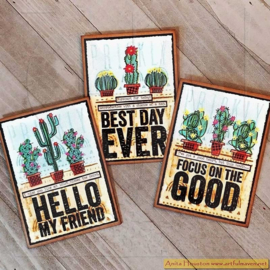 CMS 431 Tim Holtz Cling Stamps Mod Cactus  7"X8.5"