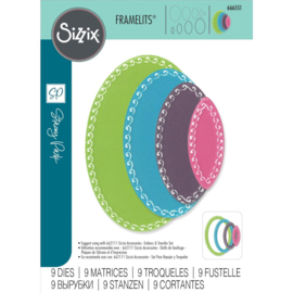 666551 Sizzix Fanciful Framelits Die Set Clare Classic Ovals By Stacey Park 9/Pkg