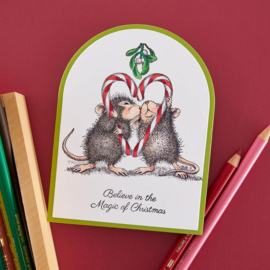 RSC017 House Mouse Cling Rubber Stamp Mistletoe Kiss