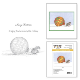 RSC016 House Mouse Cling Rubber Stamp Briging Christmas To You