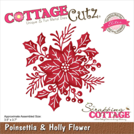 CCE597 CottageCutz Elites Die Poinsettia & Holly Flower 3.5"X3.7"