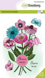 130501/1363 CraftEmotions clearstamps A6 - Boeket bloemenmix en seal label GB Dimensional stamp