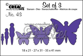 115634/0643 Crealies Set of 3 no. 43 Vlinders 5 18x21-27x31-35x41mm