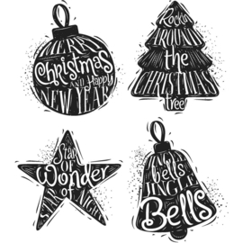 CMS 314 Tim Holtz Cling Stamps Carved Christmas #2