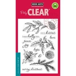 HA-CL998 Hero Arts Clear Stamps Happy Holly Days 4"X6"