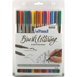 380984 Le Plume II Double-Ended Brush Lettering Marker Primary Set 12/Pkg