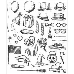 CMS-LG-237 Tim Holtz Cling Rubber Stamp Set Crazy Things