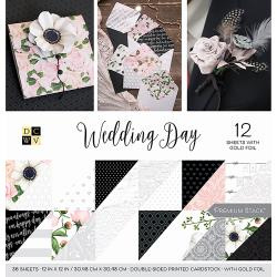209871 DCWV Double-Sided Paper Stack Wedding Day W/Gold Foil 12"X12" 36/Pkg