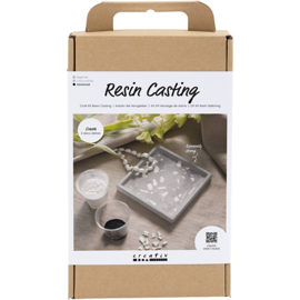 977688 Creativ Company Hobbyset Hars Gieten, Dienblad met terrazzo, zwart, wit