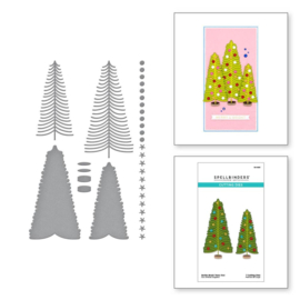 S5585 Spellbinders Etched Dies Bottle Brush Trees Duo From Classic Christmas Collection