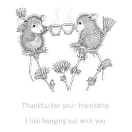 RSC005 House Mouse Cling Rubber Stamp Tea For Two