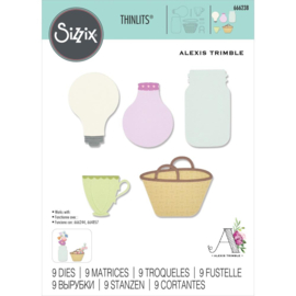 666238 Sizzix Thinlits Dies Floral Vessels By Alexis Trimble 9/Pkg