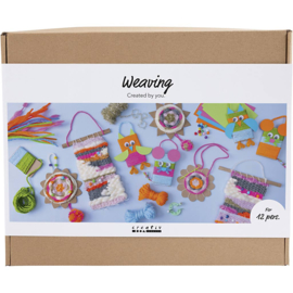 977881 Creativ Company Mega hobbyset weven, Wandbevestigingen, hangers, uilen, muis, diverse kleuren