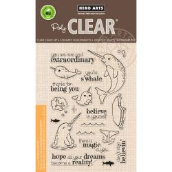 HA-CM167 Hero Arts Clear Stamps Believe In Yourself Narwhal 4"X6"