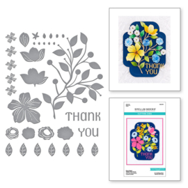 S4-1276 Four Petal Thank You Floral Etched Dies