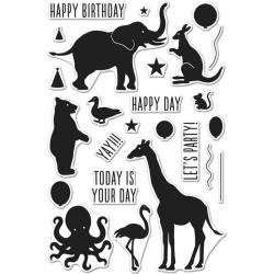 HA-CM142 Hero Arts Clear Stamps Birthday Animal Silhouettes 4"X6"