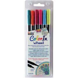 410153 Color In Double-Ended Markers Bright 6/Pkg