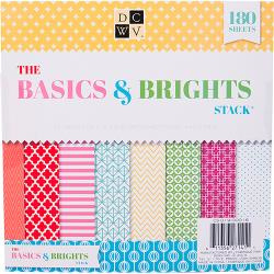 210170 DCWV Paper Stack Basics & Brights 8"X8" 180/Pkg