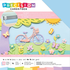 AC354129 American Crafts Precision Cardstock Pack 80lb Pastel/Textured 12"X12" 60/Pkg