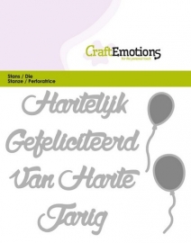 115633/0301 CraftEmotions Die Tekst - Hartelijk Gefeliciteerd (NL) Card 11x9cm