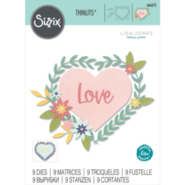 666275 Sizzix Thinlits Dies Hello Love By Lisa Jones 9/Pkg