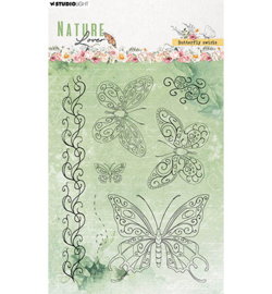 SL-NL-STAMP591 StudioLight Background stamps Butterfly swirls Nature Lover nr.591
