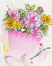 PF153122 Pinkfresh Studio Clear Stamp Set Whimsical Blooms 4"X12"