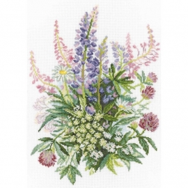 193516 Clover And Lupines Counted Cross Stitch Kit