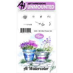 383885 Art Impressions Watercolor Cling Rubber Stamps Mini Flower Set