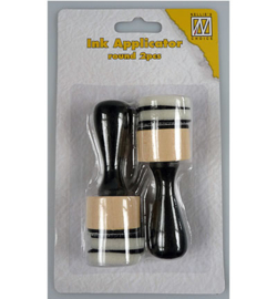 Ink applicator, rond 2 pcs. + 4 foam kussentjes