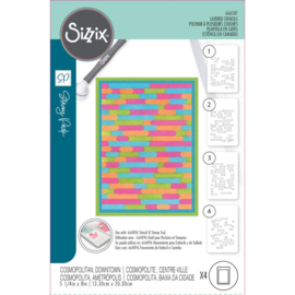 666587 Sizzix A6 Layered Cosmopolitan Stencils Downtown By Stacey Park 4/Pkg