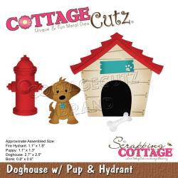 561318 CottageCutz Dies Doghouse W/Pup & Hydrant 1.1" To 2.7"