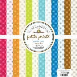 383587 Doodlebug Petite Prints Cardstock Pack Puppy Love 12"X12"