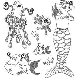 205489 Dyan Reaveley's Dylusions Cling Stamp Collections Plenty More Fish In The Sea 8.5"X7"