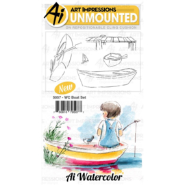571588 Art Impressions Watercolor Cling Rubber Stamps Boat