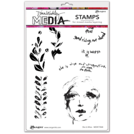 MDR77848 Dina Wakley Media Cling Stamps She Is Wise 6"X9"