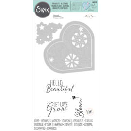 665652 Sizzix Framelits Die & Stamp Set Blooming Heart By Olivia Rose