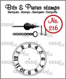 CLBP216 Crealies Clearstamp Bits & Pieces klok met ketting en slinger