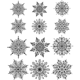 CMS 320 Tim Holtz Cling Stamps Mini Swirley Snowflakes