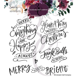 C3SS529 Colorado Craft Company Clear Stamps Merry Everything-Savvy Sentiments 6"X6"