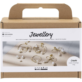977751 Creativ Company Mini Hobbyset Sieraden, Oorbellen van metaaldraad, verguld