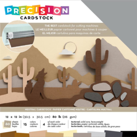 AC354128 American Crafts Precision Cardstock Pack 80lb Neutral/Textured 12"X12" 60/Pkg