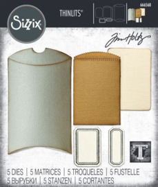 666568 Sizzix Thinlits Die by Tim Holtz Vault Pillow Box + Bag