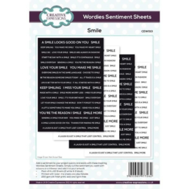 CEW013 Wordies Sentiment Sheets 6x8 Inch Smile