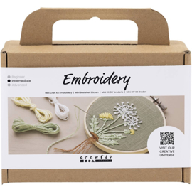 970845 Creativ Company Mini Hobbyset Borduurwerk, Borduurframe, dusty groen