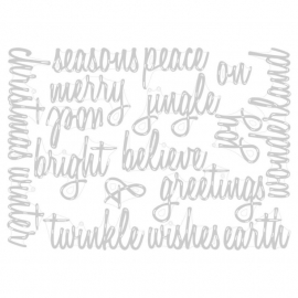 660058 Sizzix Thinlits Dies By Tim Holtz Script Holiday Words