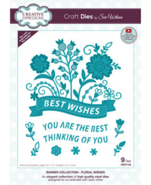 CED7143 Sue Wilson Craft Die Floral Wishes Banner