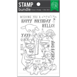 704471 Hero Arts Clear Stamp & Die Combo Birthday Animals