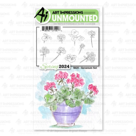 706898  Art Impressions Watercolor Cling Rubber Stamps Geranium